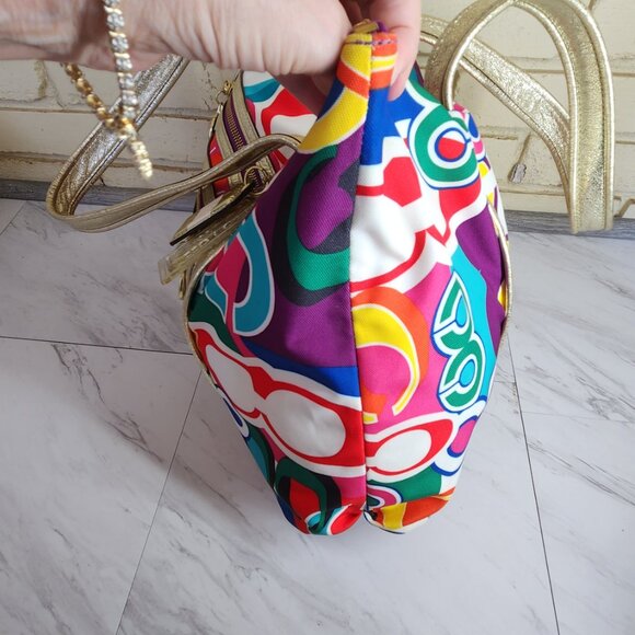 Euc Coach Poppy Graffitti Pop Art Signature Tote Bag w/Wallet - Picture 6 of 17